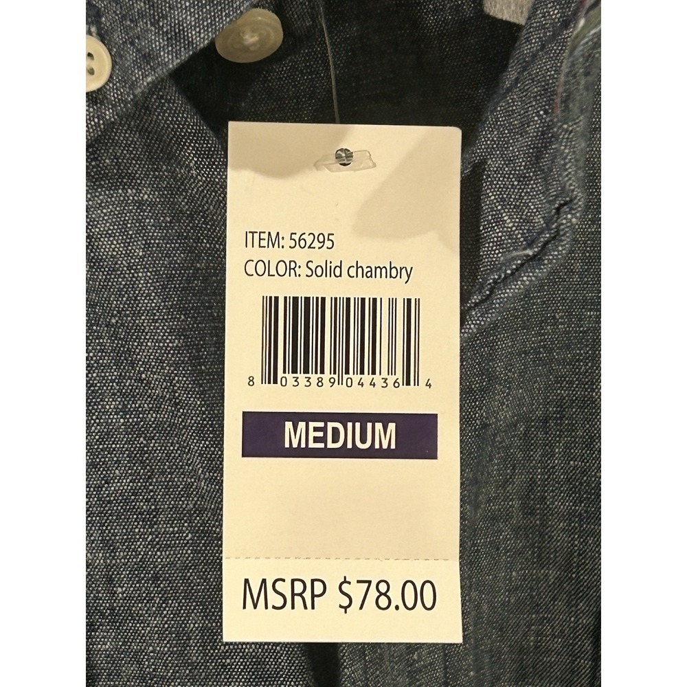 NWT The New Ivy Brand Linen Shirt Blue Denim Button-Up Long Sleeve Flip Cuff - Picture 4 of 5